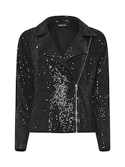 M&Co Black Sequin Biker Jacket - Image 5 of 5
