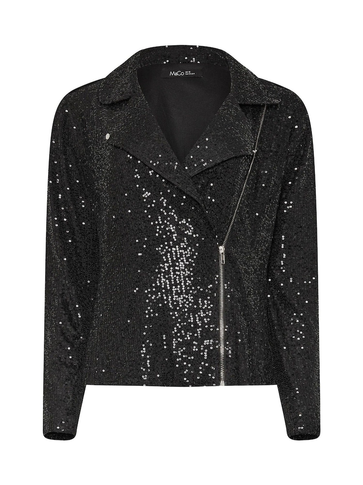 M&Co Black Sequin Biker Jacket - Image 5 of 5