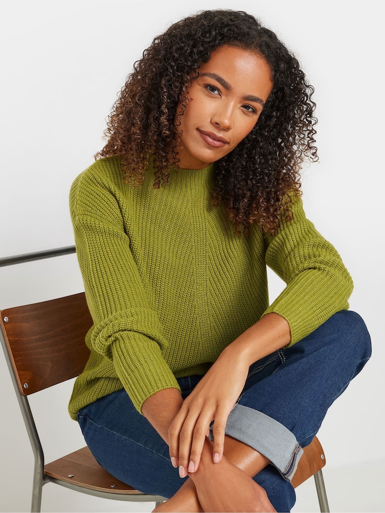 M&Co Green Funnel Neck Stitch Jumper - Image 1 of 5