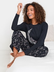 M&Co 100% Cotton Night Sky Long Sleeve Wide Leg Set - صورة 4 من 5