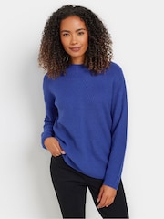 M&Co Blue Funnel Neck Stitch Jumper - Image 1 of 5