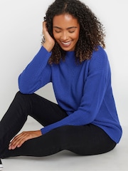 M&Co Blue Funnel Neck Stitch Jumper - Image 4 of 5
