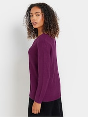 M&Co Purple V-Neck Stitch Jumper - Image 3 of 4