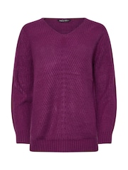 M&Co Purple V-Neck Stitch Jumper - Image 4 of 4