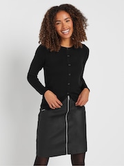 M&Co Black Coated A Line Zip Skirt - Image 1 of 5