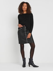 M&Co Black Coated A Line Zip Skirt - Image 2 of 5