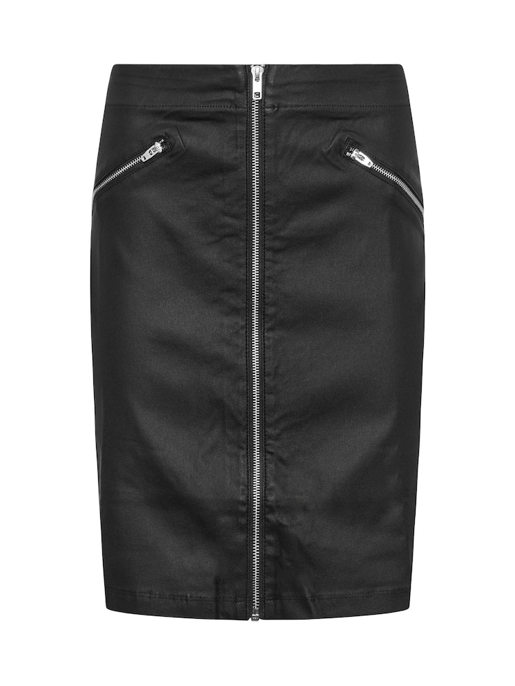 M&Co Black Coated A Line Zip Skirt - Image 5 of 5