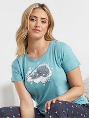 M&Co Blue 'Purrfect' Wide Leg Pyjama Set - Image 4 of 5