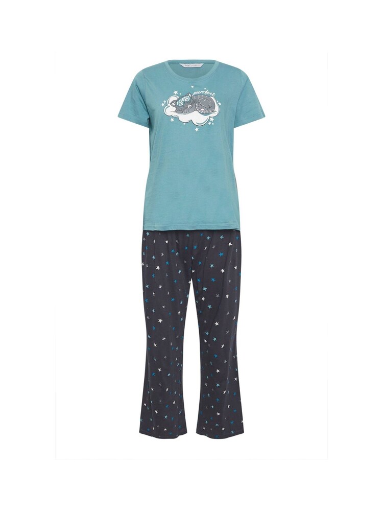 M&Co Blue 'Purrfect' Wide Leg Pyjama Set - Image 5 of 5