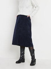 M&Co Blue Corduroy Full Midi Skirt - Image 1 of 6