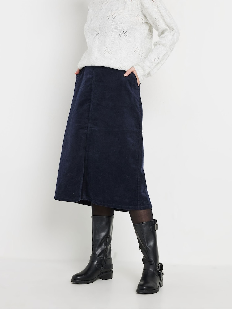 M&Co Blue Corduroy Full Midi Skirt - Image 1 of 6