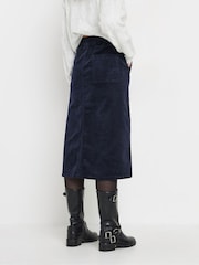 M&Co Blue Corduroy Full Midi Skirt - Image 4 of 6