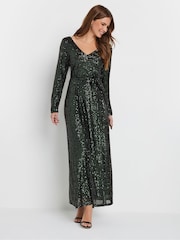 M&Co Green Sequin V-Neck Maxi Dress - Image 2 of 5