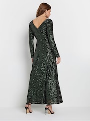 M&Co Green Sequin V-Neck Maxi Dress - Image 3 of 5