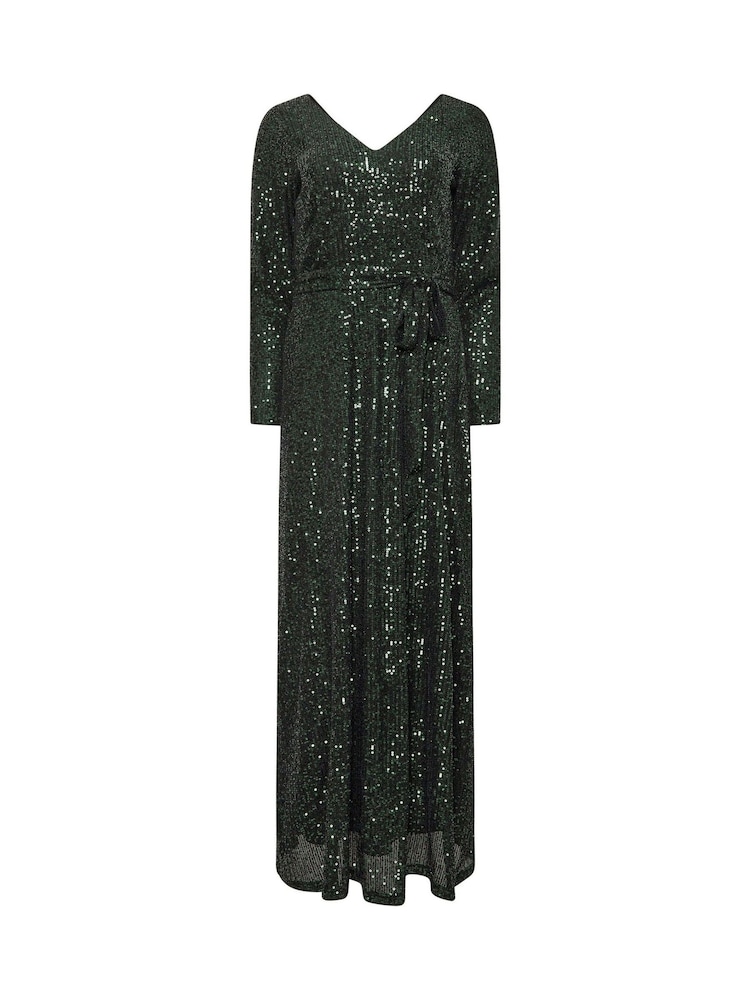 M&Co Green Sequin V-Neck Maxi Dress - Image 5 of 5 M&Co Green Sequin V-Neck Maxi Dress - Image 5 of 5