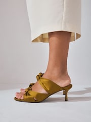 Green Forever Comfort® Round Toe Twist Detail Low Heel Mules - Image 1 of 10