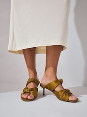 Green Forever Comfort® Round Toe Twist Detail Low Heel Mules - Image 4 of 10