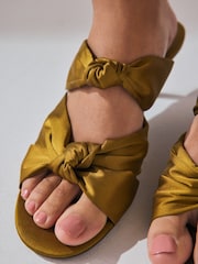 Green Forever Comfort® Round Toe Twist Detail Low Heel Mules - Image 5 of 10