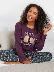 M&Co 100% Cotton Woodland Long Sleeve Wide Leg Pyjamas Set - صورة 1 من 5