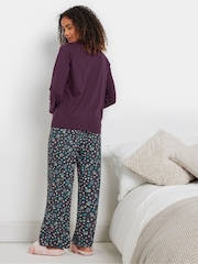 M&Co 100% Cotton Woodland Long Sleeve Wide Leg Pyjamas Set - صورة 3 من 5