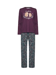 M&Co 100% Cotton Woodland Long Sleeve Wide Leg Pyjamas Set - صورة 5 من 5