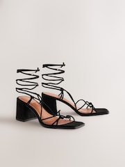 Black Forever Comfort® Square Toe Wrap Block Heel Sandals - Image 5 of 9