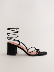 Black Forever Comfort® Square Toe Wrap Block Heel Sandals - Image 6 of 9