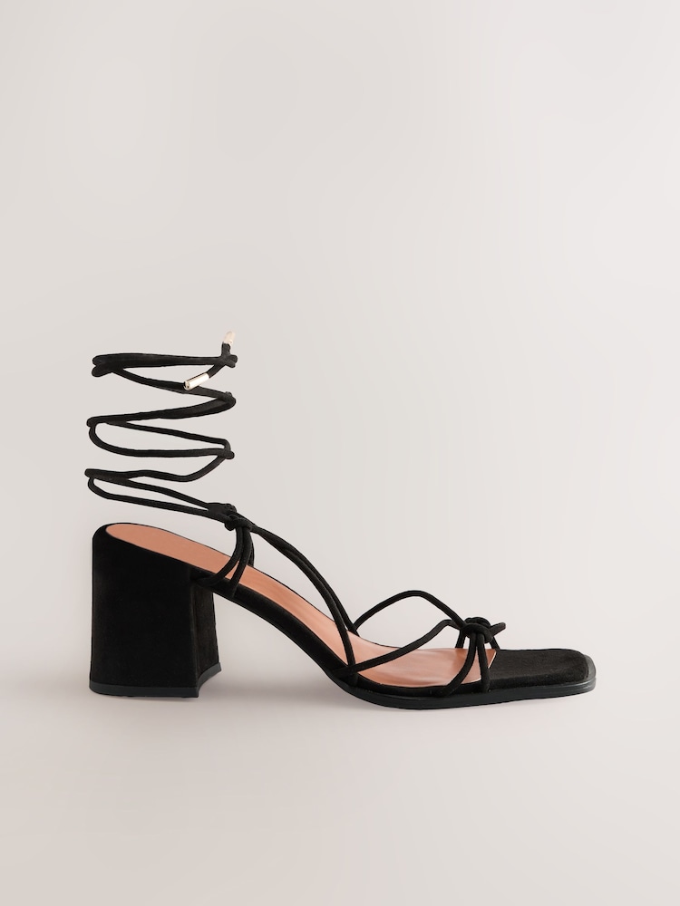 Black Forever Comfort® Square Toe Wrap Block Heel Sandals - Image 6 of 9