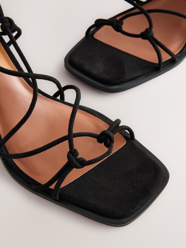 Black Forever Comfort® Square Toe Wrap Block Heel Sandals - Image 7 of 9