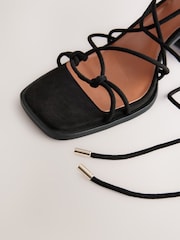 Black Forever Comfort® Square Toe Wrap Block Heel Sandals - Image 8 of 9