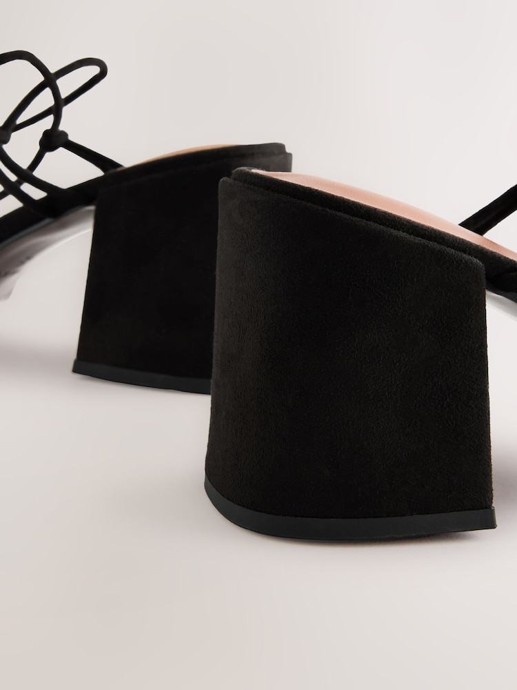 Black Forever Comfort® Square Toe Wrap Block Heel Sandals - Image 9 of 9