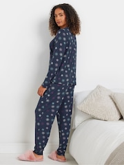 M&Co Blue Soft Touch Long Sleeve Heartflake Pyjamas Set - Image 3 of 5