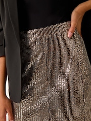 Roman Metallic Fluted Hem Sequin Skirt - Image 6 of 6