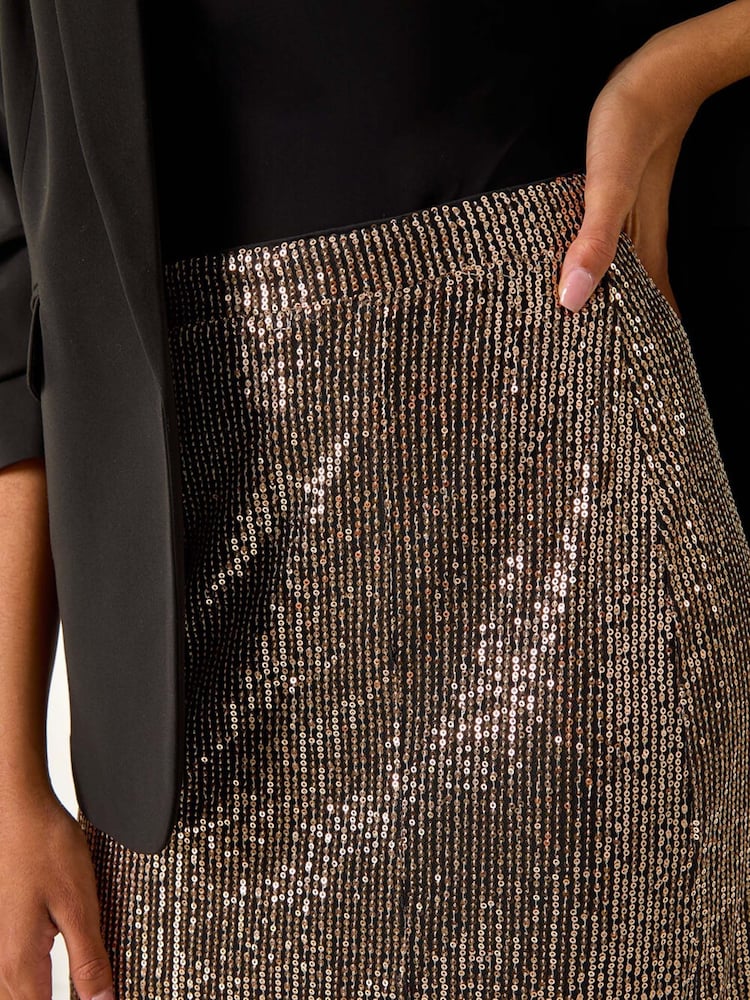 Roman Metallic Fluted Hem Sequin Skirt - Image 6 of 6