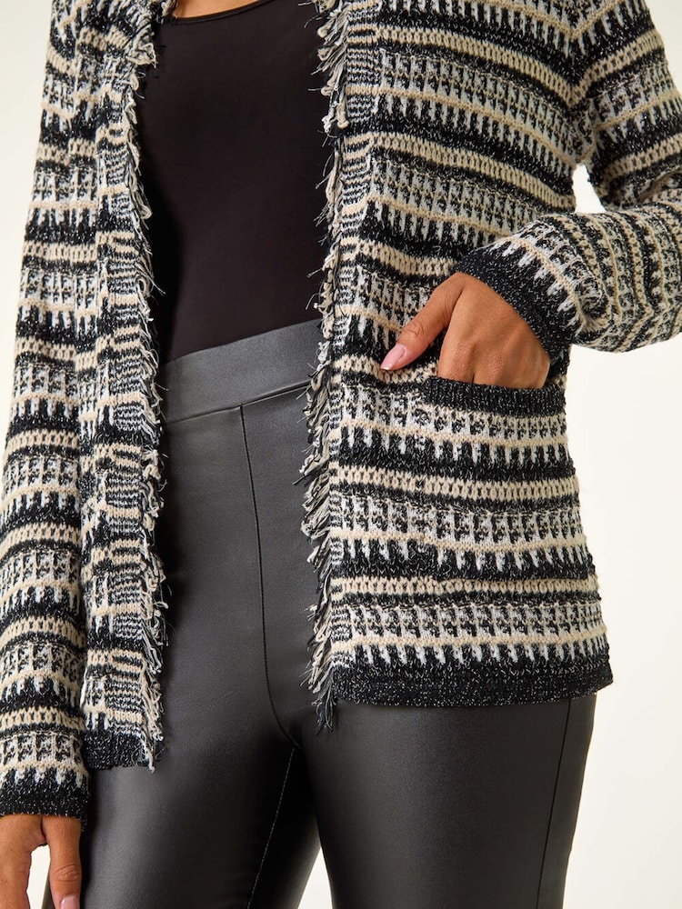 Roman Black Linear Textured Cardigan - Image 5 of 5