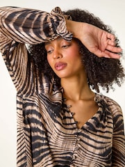 Roman Natural Metallic Shimmer Print Blouse - Image 1 of 5