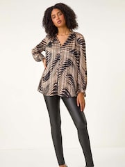 Roman Natural Metallic Shimmer Print Blouse - Image 2 of 5