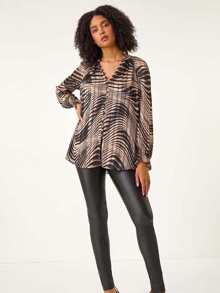 Roman Natural Metallic Shimmer Print Blouse - Image 2 of 5