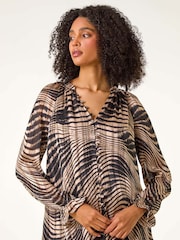 Roman Natural Metallic Shimmer Print Blouse - Image 4 of 5