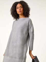 Roman Grey Contrast Spot Border Knit Jumper Dress - Image 1 of 5