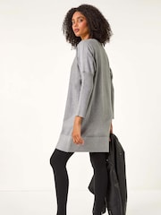 Roman Grey Contrast Spot Border Knit Jumper Dress - Image 3 of 5