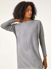 Roman Grey Contrast Spot Border Knit Jumper Dress - Image 4 of 5