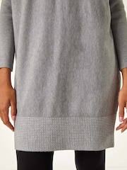 Roman Grey Contrast Spot Border Knit Jumper Dress - Image 5 of 5