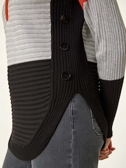 Roman Orange 3 Colour Block Zip Front Knit Cardigan - Image 5 of 5