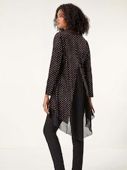 Roman Pink Glitter Spot Print Chiffon Hem Tunic Top - Image 4 of 6
