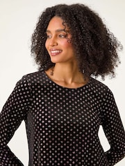 Roman Pink Glitter Spot Print Chiffon Hem Tunic Top - Image 5 of 6