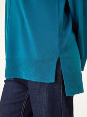 Roman Blue Soft V-Neck Side Split Knit Sweater - Image 5 of 5