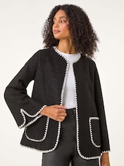 Roman Black Contrast Blanket Stitch Jacket - Image 1 of 5