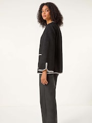 Roman Black Contrast Blanket Stitch Jacket - Image 3 of 5