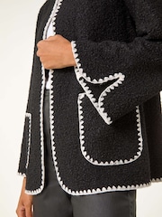 Roman Black Contrast Blanket Stitch Jacket - Image 5 of 5